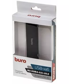 Купить Разветвитель BURO BU-HUB4-0.5-U3.0 4 порта, USB 3.0, черный, картинка № 5 в Иркутске в компании Зеон