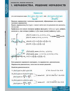 Купить Таблицы демонстрационные "Неравенства. Решение неравенств" в Иркутске в компании Зеон