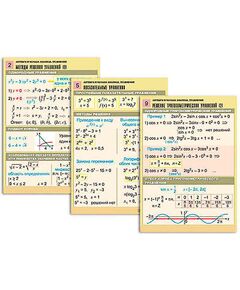 Купить Комплект таблиц "Алгебра и начала анализа. Уравнения" (10 табл., формат А1, лам) в Иркутске в компании Зеон