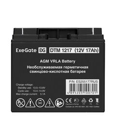 Купить Аккумулятор Exegate DTM 1217 12V, 17Ah, клеммы F3, болт М5 с гайкой [ES255177RUS], картинка № 2 в Иркутске в компании Зеон