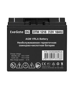 Купить Аккумулятор Exegate DTM 1218 12V, 18Ah, клеммы F3, болт М5 с гайкой [EX293360RUS], картинка № 2 в Иркутске в компании Зеон