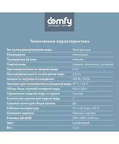 Купить Кулер для воды Domfy AquaSense UV DHG-WD210E напольный электронный графитовый, картинка № 8 в Иркутске в компании Зеон