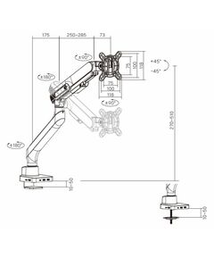 Купить Кронштейн для монитора Exell EXi-MG71-H 17"-32", газлифт, VESA 100x100 мм, до 10 кг, наклон +45°/-45°, поворот +90°/-90°, вращение +90°/-90°, USB Type-C разветвитель, белый, картинка № 10 в Иркутске в компании Зеон