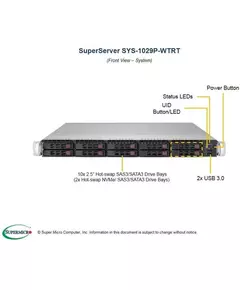 Купить Платформа SuperMicro 1029P-WTRT 1U, LGA3647, C622, 2xPCI-E, SVGA, SATA RAID,10xHS SATA, 2x10GbLAN, 12DDR4 750W HS, картинка № 6 в Иркутске в компании Зеон