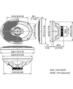 Купить Колонки автомобильные Kenwood KFC-PS6976 550Вт, 88дБ, 4Ом, 16x23см, коаксиальные трехполосные в Иркутске в компании Зеон