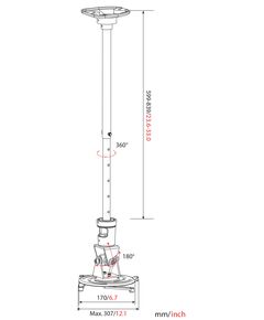 Купить Кронштейн для проектора Cactus CS-VM-PR01L-AL серебристый макс.10кг потолочный поворот и наклон, картинка № 2 в Иркутске в компании Зеон