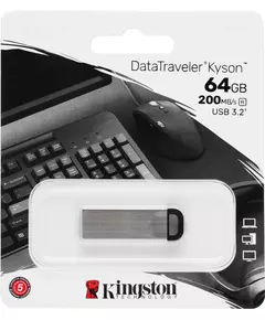 Купить Флеш-диск Kingston DataTraveler Kyson 64Gb USB3.2 серебристый/черный [DTKN/64GB], картинка № 3 в Иркутске в компании Зеон