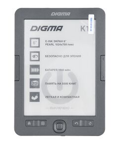 Купить Электронная книга Digma K1G 6" E-ink HD Pearl 758x1024 600MHz 128Mb/4Gb/SD/microSDHC темно-серый в Иркутске в компании Зеон