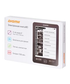 Купить Электронная книга Digma K1G 6" E-ink HD Pearl 758x1024 600MHz 128Mb/4Gb/SD/microSDHC темно-серый, картинка № 8 в Иркутске в компании Зеон