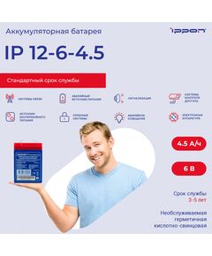 Купить Батарея для ИБП Ippon IP6-4.5 6В 4.5Ач [769317], картинка № 9 в Иркутске в компании Зеон