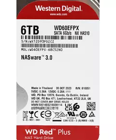 Купить Жесткий диск Western Digital 6Tb NAS Red Plus SATA-III 5640rpm 256Mb 3.5" [WD60EFPX], картинка № 5 в Иркутске в компании Зеон