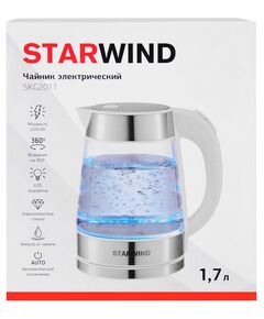 Купить Чайник STARWIND SKG2011 1.7л. 2200Вт белый/серебристый корпус: стекло/металл/пластик, картинка № 4 в Иркутске в компании Зеон