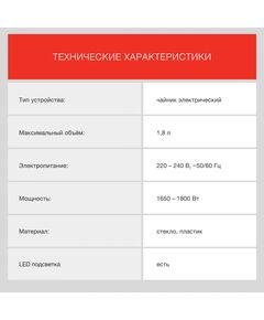 Купить Чайник STARWIND SKG2050 1.8л. 1800Вт черный/серебристый корпус: стекло/пластик, картинка № 14 в Иркутске в компании Зеон