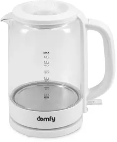 Купить Чайник Domfy DSW-EK304 1.7л. 2200Вт белый корпус: стекло/пластик, картинка № 9 в Иркутске в компании Зеон