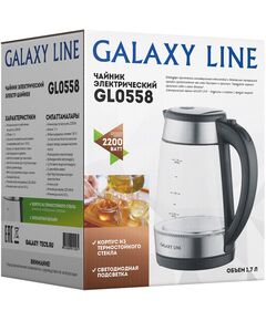 Купить Чайник Galaxy Line GL0558 1.7л. 2200Вт нержавеющая сталь/черный корпус: стекло/пластик, картинка № 8 в Иркутске в компании Зеон