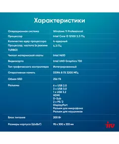 Купить ПК iRU 310SC SFF i3 12100 (3.3) 8Gb SSD256Gb UHDG 730 Windows 11 Professional GbitEth 200W черный, картинка № 7 в Иркутске в компании Зеон