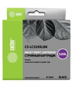 Купить Картридж струйный Cactus CS-LC529XLBK черный (61мл) для Brother DCP-J100/J105/J200 в Иркутске в компании Зеон