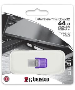 Купить Флеш-диск Kingston DataTraveler microDuo 3C 64Gb USB3.0 фиолетовый [DTDUO3CG3/64GB], картинка № 3 в Иркутске в компании Зеон