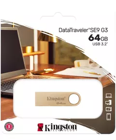 Купить Флеш-диск Kingston DataTraveler SE9 64Gb USB3.0 золотистый [DTSE9G3/64GB], картинка № 3 в Иркутске в компании Зеон