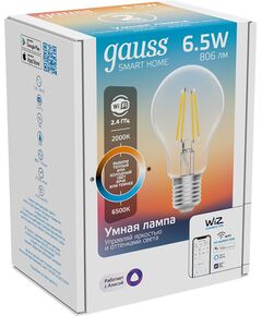 Купить Умная лампа Gauss IoT Smart Home E27 6.5Вт 806lm Wi-Fi [1220112], картинка № 9 в Иркутске в компании Зеон