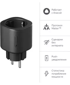 Купить Умная розетка Яндекс Matter EUBT Wi-Fi черный [YNDX-00540BLK], картинка № 12 в Иркутске в компании Зеон