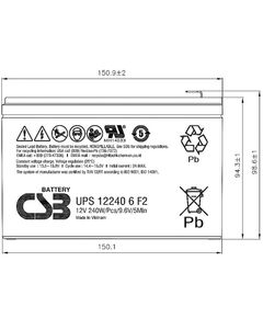 Купить Батарея для ИБП CSB UPS122406 F2 12В, картинка № 2 в Иркутске в компании Зеон