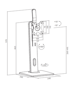 Купить Кронштейн для монитора Exell EXi-MT51 17"-32", настольная подставка с вертикальной регулировкой 265-415 мм, VESA 100x100 мм, до 7 кг, наклон +15°/-15°, поворот +40°/- 40°, вращение +180°/-180°, держатель для мини ПК с регулировкой 12-70 мм, чёрный, картинка № 6 в Иркутске в компании Зеон