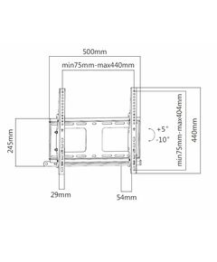 Купить Настенный наклонный кронштейн Exell EXi-H1244-AT для ТВ 32"-55" с ситемой зажиты от краж, VESA 400x400 мм, до 107 кг, 54 мм от стены, наклон -10°/+5°, черный, картинка № 6 в Иркутске в компании Зеон