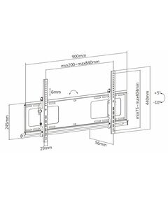 Купить Настенный наклонный кронштейн Exell EXi-H1284-AT для ТВ 43"-90" с ситемой зажиты от краж, VESA 800x400 мм, до 107 кг, 56 мм от стены, наклон -10°/+5°, черный, картинка № 6 в Иркутске в компании Зеон
