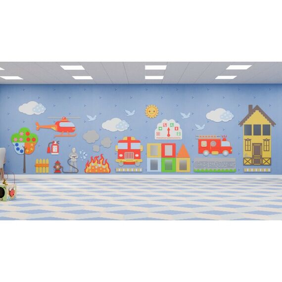 Развивающая настенно-напольная панель мобильная "Пожарная безопасность", комплект фотографии
