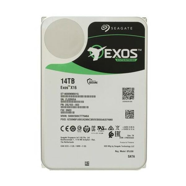 Купить Жёсткий диск Seagate 14 Tb Exos X16 SATA 6Gb/s 3.5" 7200rpm 256Mb [ST14000NM001G] в Иркутске в компании Зеон