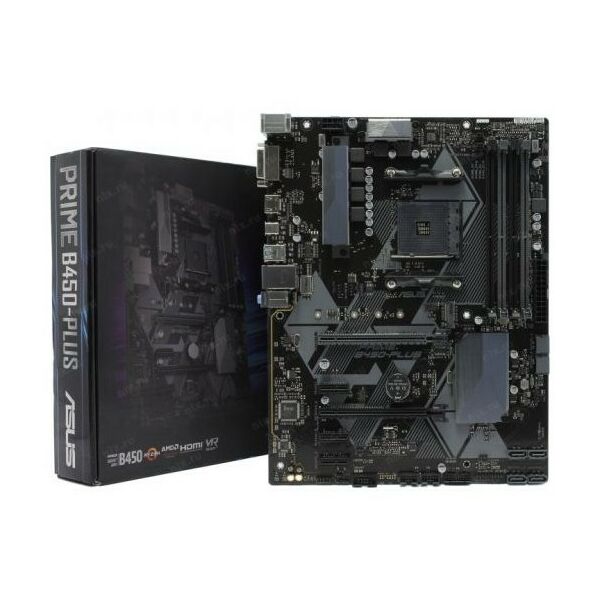 Материнские платы: Материнская плата Asus PRIME B450-PLUS AM4 <B450> 2xPCI-E DVI+HDMI GbLAN SATA ATX 4DDR4 RTL фотографии