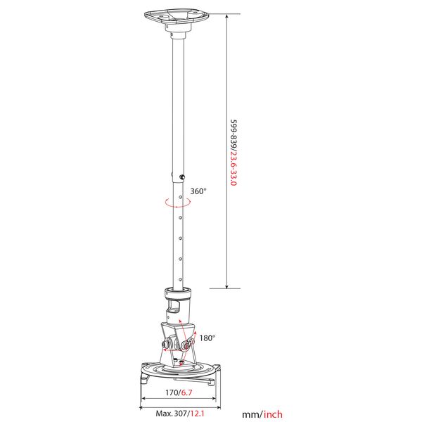 Купить Кронштейн для проектора Cactus CS-VM-PR01L-AL серебристый макс.10кг потолочный поворот и наклон, картинка № 2 в Иркутске в компании Зеон