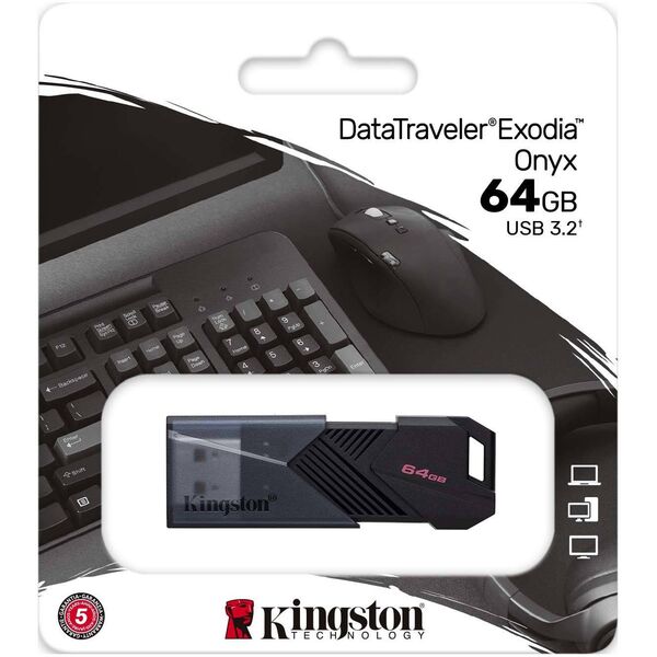 Купить Флеш-диск Kingston DataTraveler Exodia Onyx 64Gb USB3.2 черный [DTXON/64GB], картинка № 3 в Иркутске в компании Зеон