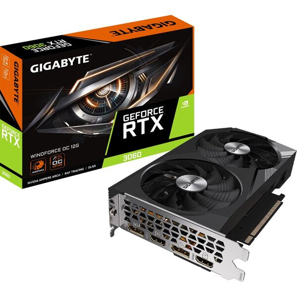 Купить Видеокарта GigaByte GeForce RTX 3060 12Gb PCI-E 4.0 192bit GDDR6 1792/15000 HDMIx2 DPx2 HDCP RTL [GV-N3060WF2OC-12GD 2.0] в Иркутске в компании Зеон