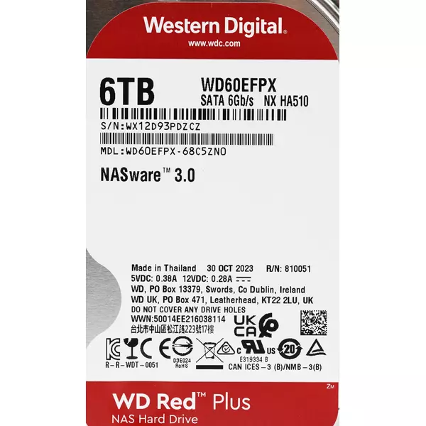 Купить Жесткий диск Western Digital 6Tb NAS Red Plus SATA-III 5640rpm 256Mb 3.5" [WD60EFPX], картинка № 5 в Иркутске в компании Зеон